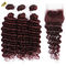 Ombre 99J Безклейка Бургундский парик Продолжения человеческих волос Глубокая волна
