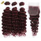 Ombre 99J Безклейка Бургундский парик Продолжения человеческих волос Глубокая волна