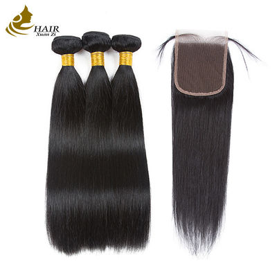 качество  Unprocessed Brazilian Remy Human Hair Extensions Straight Bundles With Closure завод