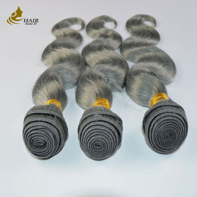 Серое Омбре Удлинения человеческих волос 26 дюймов с закрытием