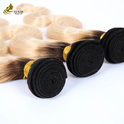 1B Blonde Ombre Human Hair Extensions Remy Weave Wig Bundles с закрытием
