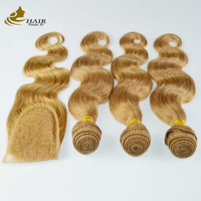 Коричневые Remy Ombre расширения человеческих волос Body Wave Bundles с кружевным закрытием
