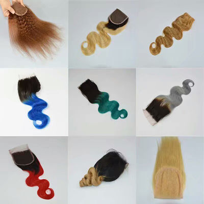 Коричневые Remy Ombre расширения человеческих волос Body Wave Bundles с кружевным закрытием