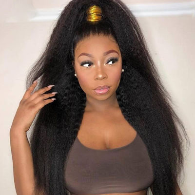 Без капель без клея парик Человеческие волосы 360 Кинки прямой ODM