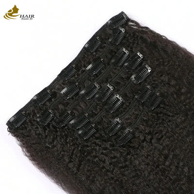 Фабрика поставляет Яки Кинки Кудрявка Малайзийская девственница Человеческие волосы Клип в волосы Расширения 7 штук Для продажи