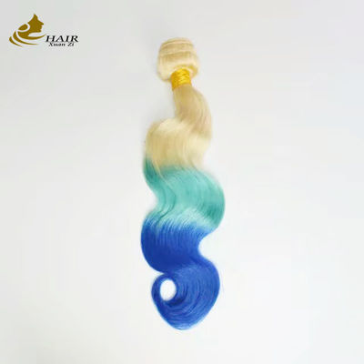 На заказ Ombre Human Hair Extensions Отскакивающий фиолетовый Синий цвет