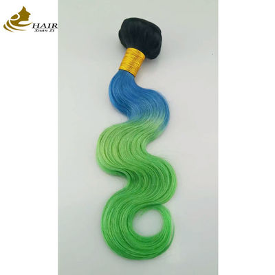 На заказ Ombre Human Hair Extensions Отскакивающий фиолетовый Синий цвет