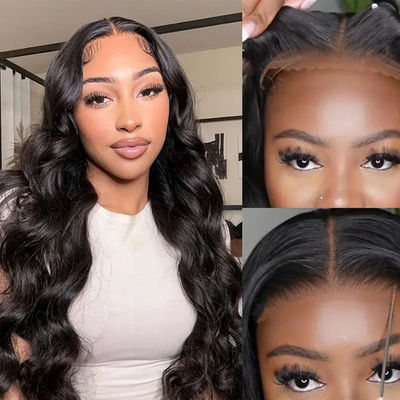 Без клея на заказ человеческие волосы парики Тело волна Передняя кружевная парика для продажи