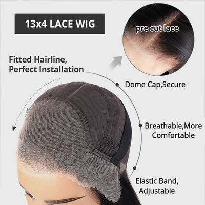 Костная прямая без клея Прозрачная 13X4 HD Шнурка Передняя натуральные цвета 100% человеческие волосы парики