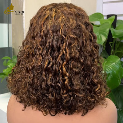 Начинающий дружелюбный Водная волна Минималист кружевная кружевка Без клея короткий кудрявый парик