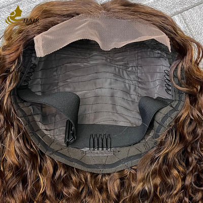 Начинающий дружелюбный Водная волна Минималист кружевная кружевка Без клея короткий кудрявый парик